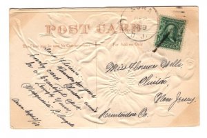 Embossed Silk-screened Purple Flower, Used New Jersey, 1908