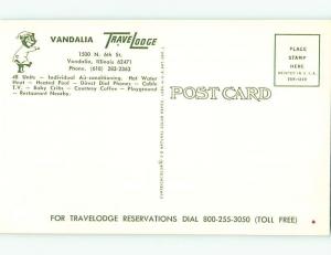 Unused Pre-1980 TRAVELODGE MOTEL Vandalia Illinois IL u0641@