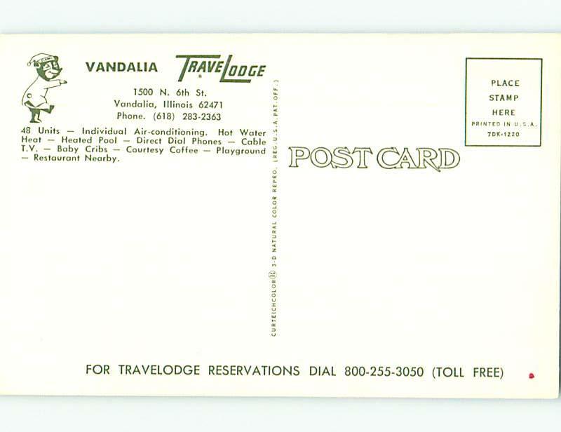 Unused Pre-1980 TRAVELODGE MOTEL Vandalia Illinois IL u0641@