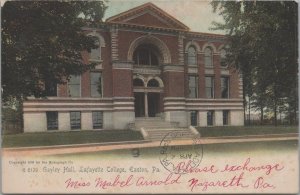 Postcard Gayley Hall Lafayette College Easton PA 1906