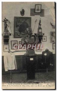 Old Postcard Army Military Special School Museum Remembrance Bronze bust of P...