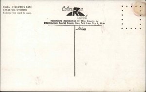 Evanston Wyoming WY Freeman's Caf� Classic 1950s Cars Vintage Postcard