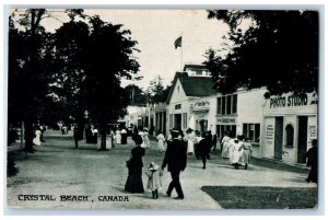1908 Flag, Crowd, Photo Studio, Candies, Crystal Beach Canada Antique Postcard