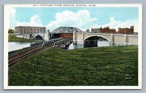 BOSTON MA COTTAGE FARM BRIDGE ANTIQUE POSTCARD