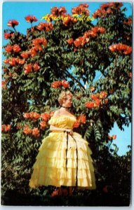 M-42098 Lady in Yellow Gown Under African Tulips