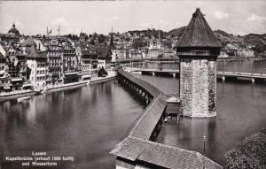 Switzerland Luzern Kapellbruecke und Wasserturm Photo