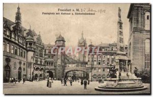 Old Postcard Frankfurt Paulsplatz mit Rathaus Einheitsdenkmal