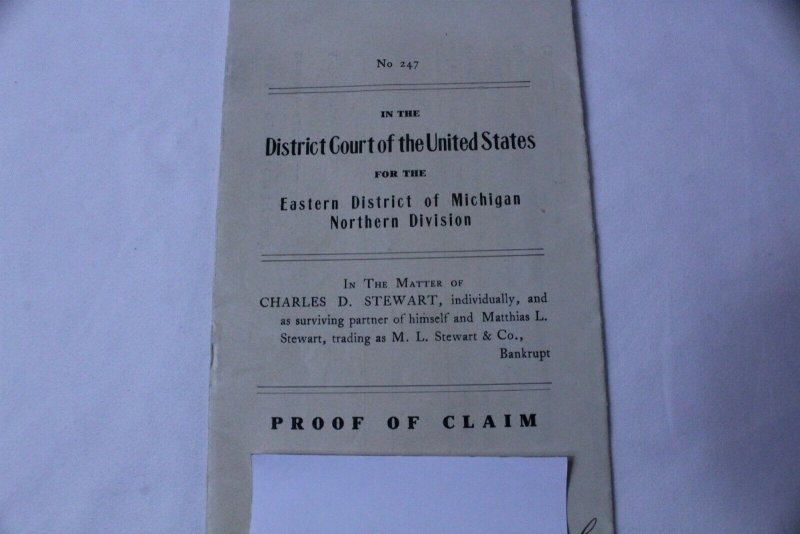 Vintage 1905 Proof of Claim with Notary Stamp Fenton, MI