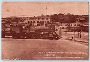 Mexico Postcard Train Locomotive 537 on Mexican and American Border c1920's