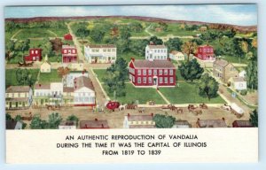 VANDALIA, IL ~ John Matthew Heller Mural HOTEL EVANS Dining Room 1950s  Postcard