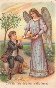 PRAYER ANGEL & CHILD EMBOSSED POSTCARD (c. 1906) PD