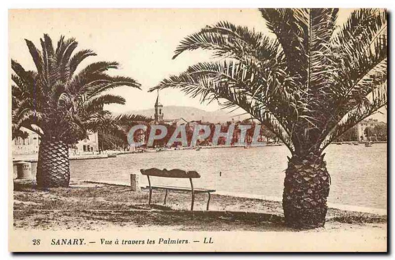 Postcard Old Sanary view through the Palms