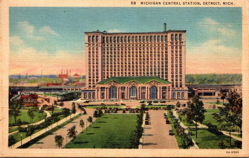 Michigan Detroit Michigan Central Station 1938 Curteich