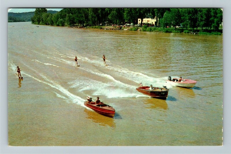 McConnelsville OH- Ohio, Aerial View, Water Sports, River Chrome c1969 Postcard