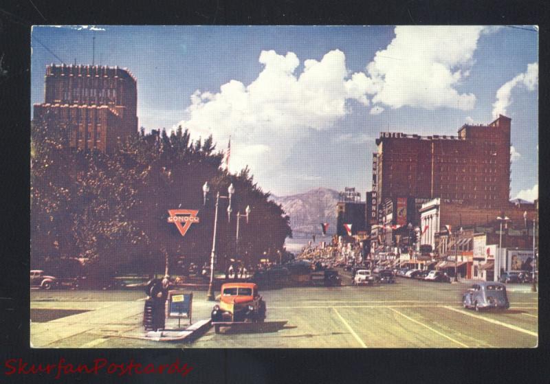 OGDEN UTAH DOWNTOWN MAIN STREET SCENE 1940's CARS TRUCK VINTAGE POSTCARD OLD