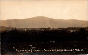 RPPC Ossipee Mts & Edgerley Farm Lake, Winipesaukee NH Vintage Postcard X46