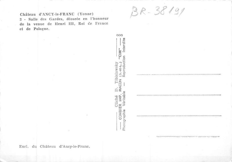 BR38191 Salle des gardes Ancy le franc l france