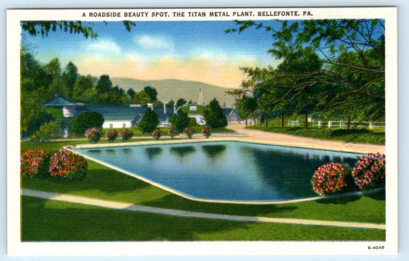 2 Postcards BELLEFONTE, Pennsylvania PA ~ Post Office TITAN METAL PLANT c1940s
