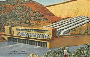 SHASTA DAM CALIFORNIA~POWER HOUSE-1940s COLORFUL POSTCARD