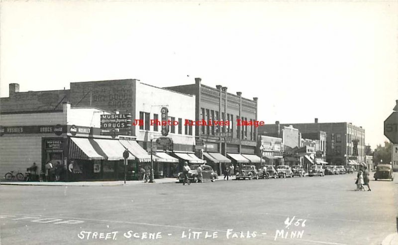 MN, Little Falls, Minnesota, RPPC, Street Scene, 40's Cars, Pearson Photo No 456
