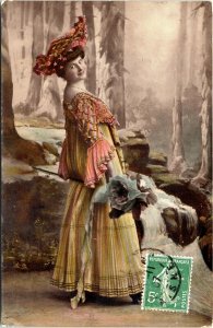 postcard French woman portrait photo