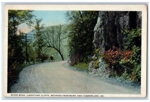 c1920s State Road Limestone Cliffs Between Frostburg And Cumberland MD Postcard