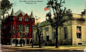 Postcard Post Office and Masonic Temple in Richmond, Indiana~132171