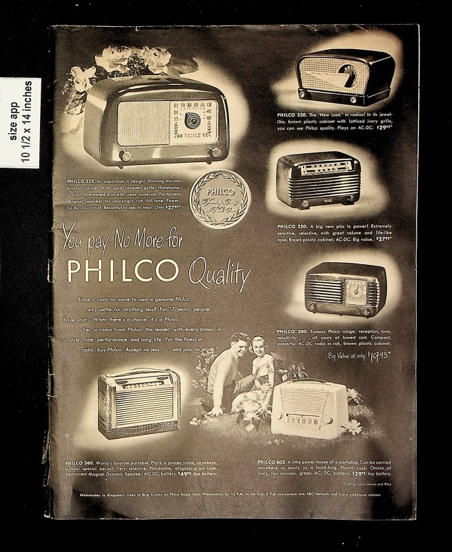 1948 Philco Quality Radios Different Models Vintage Print Ads 9323