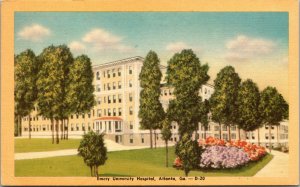 Vtg 1930s Emory University Hospital Atlanta Georgia GA Linen Postcard