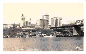 Waterfront Skyline Tacoma Washington 1942 RPPC Real Photo postcard