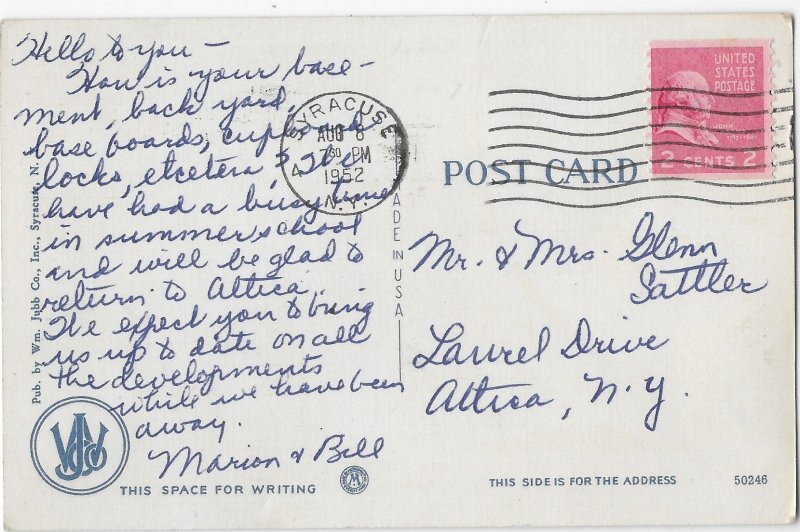 Greetings from Syracuse University 4 Views Syracuse New York Mailed 1952