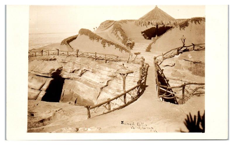 RPPC Sunset Cliffs, Point Loma, CA Real Photo Postcard