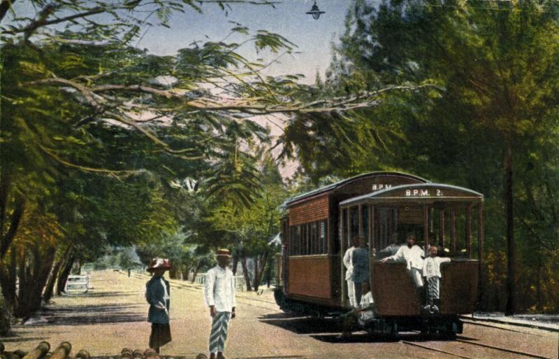 indonesia, BORNEO BALIKPAPAN, Tram BPM 2 Street Car (1920s) Postcard