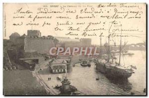 Old Postcard Brest Le Chateau Seen from the Boat Bridge