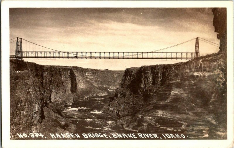 Hansen Bridge Snake River Idaho Vintage Real Photo Postcard Standard View Card 