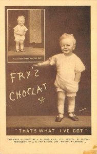 FRY'S CHOCOLATE CHILD UK ENGLAND ADVERTISING POSTCARD (c. 1910)