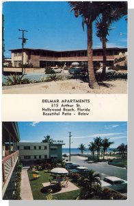 Hollywood Beach, Florida/FL Postcard,Delmar Apartments/1957!