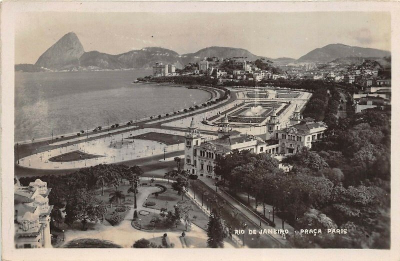 Rio De Janeiro Brazil 1930s RPPC Real Photo Postcard Praca Paris