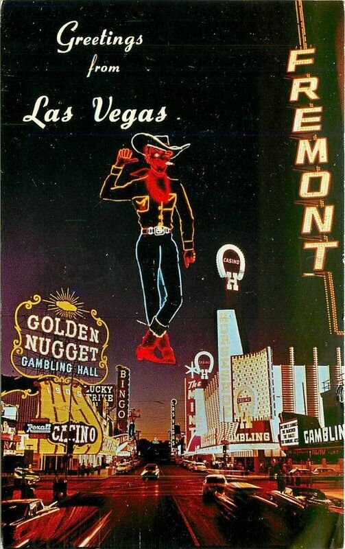 Automobiles Fremont Street Night Neon Las Vegas Nevada Postcard Western 20-11796