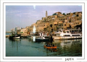 VINTAGE JUMBO-SIZED POSTCARD ~6.5 X 4.5 PORT OF JAFFA ISRAEL