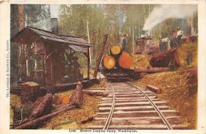 Washington Seattle Modern Logging Camp,  6 ft  Logs on logging train tracks