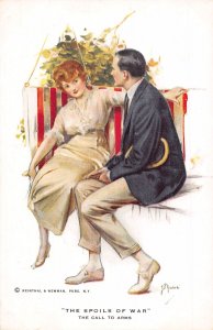 Love Romance Art signed ZP Nikolaki The Spoils of War Call to Arms postcard B918