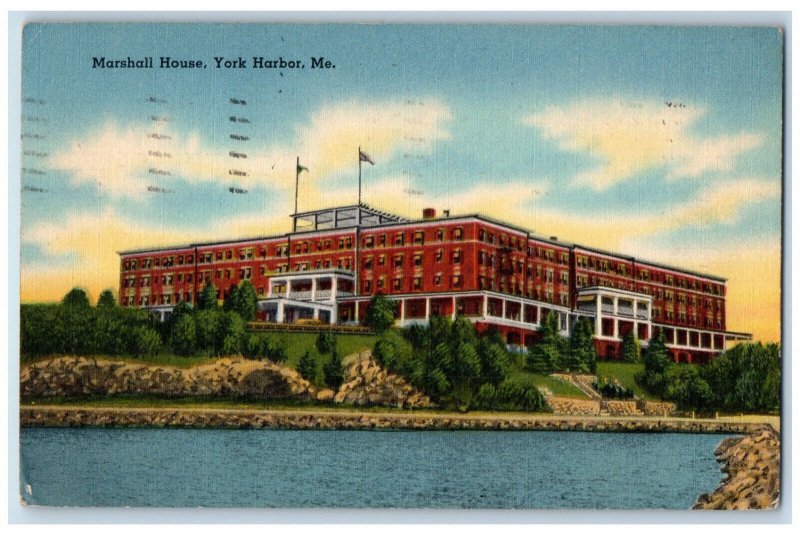 1954 River Scene, Marshall House, York Harbor Maine ME Vintage Posted Postcard 