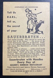 Mint Usa Advertising Postcard Maders Famous German Restaurant Old Milwaukee