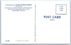 NAPANEE, ONTARIO  Canada   Roadside  CANUCK RESTAURANT  ca 1960s  Postcard 