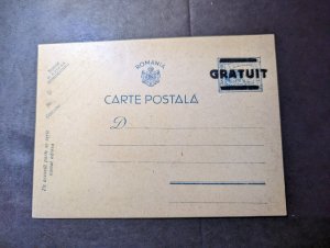 1971 Romania Free Postage Overprint Postcard Postal Staionery