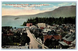 c1910 The West End Showing English Bay CPR Steamer Vancouver Canada Postcard