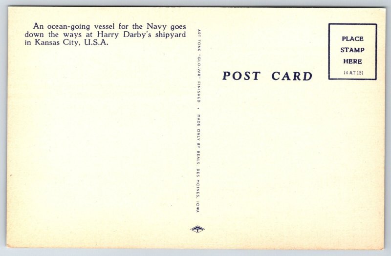 Transport~Kansas City MO~Ocean Going Vessel @ Harry Darbys Shipyard~Vintage PC