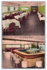 1952 Pelican Restaurant Interior Clearwater Beach Florida FL Posted Postcard