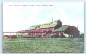 GRAND ISLAND, NE Nebraska ~ Union Pacific RAILRAOAD SHOPS c1907 Postcard